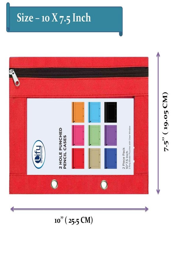 Lify 2 Rings Binder Pencil Pouch, Zipper Pencil Pouches,Canvas Fabric Pencil Pouches, Zippered Pencil Cases with Clear Window for Office School Supplies, 3 Pack (Red-3Pcs) - Image 4